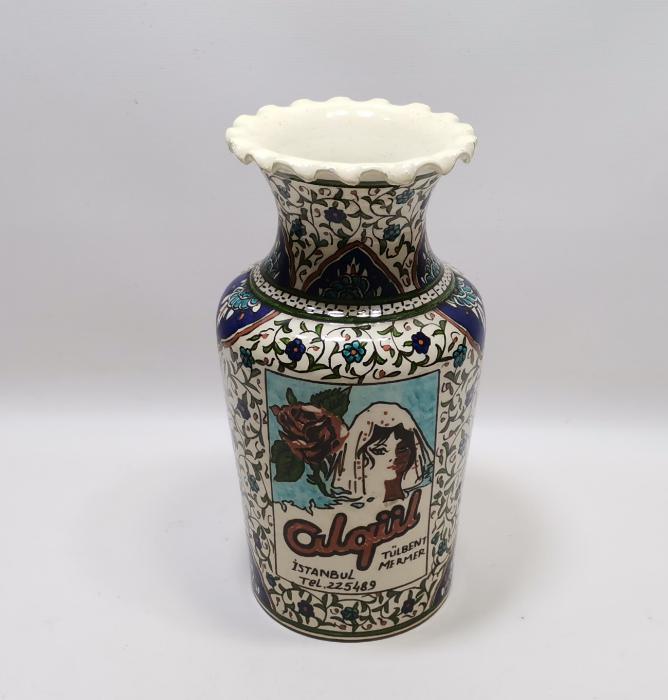 ALGÜL TÜLBENT MERMER REKLAMLI BÜYÜK BOY KÜTAHYA SERAMİK VAZO