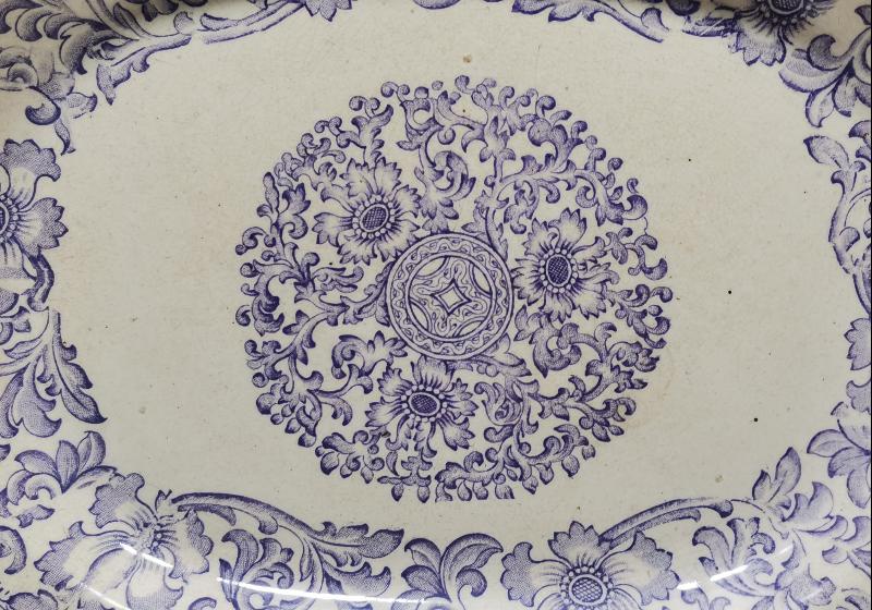 OSMANLI DÖNEMİ CONSTANTINOPLE DAMGALI PORSELEN SALATA SERVİS TABAĞI