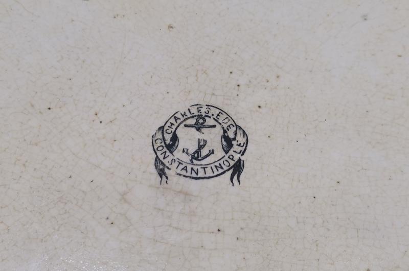 OSMANLI DÖNEMİ CONSTANTINOPLE DAMGALI PORSELEN SALATA SERVİS TABAĞI