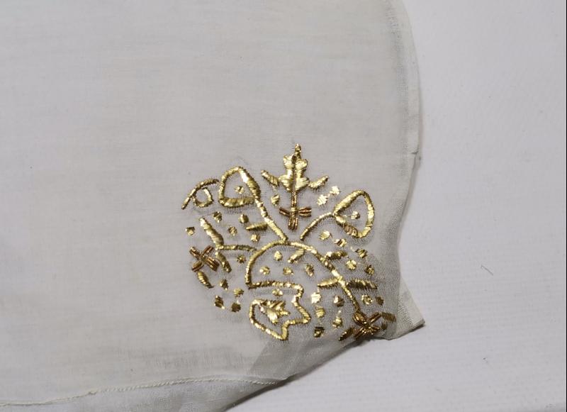 OSMANLI DÖNEMİ RUM İŞİ ALTIN SIRMA İŞLEMELİ İPEK ÇEVRE