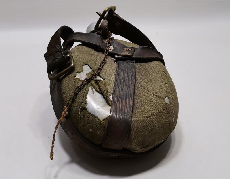 ORJİNAL KILIFINDA 1. DÜNYA SAVAŞI MANTAR KAFA OSMANLI SUBAY MATARASI