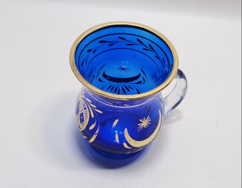OSMANLI DÖNEMİ ALTIN YALDIZLI AY YLDIZ İŞLEMELİ BOHEM CAM KUPA 