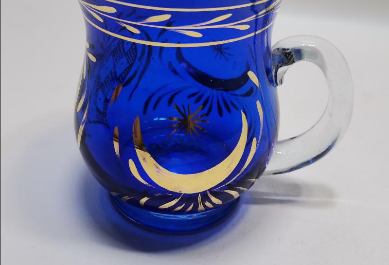 OSMANLI DÖNEMİ ALTIN YALDIZLI AY YLDIZ İŞLEMELİ BOHEM CAM KUPA 