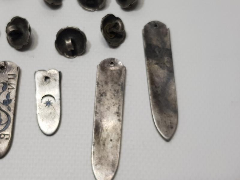 OSMANLI DÖNEMİ SAVATLI, YAZILI VE AY YILDIZLI GÜMÜŞ ÇERKES KEMERİ PARÇALARI