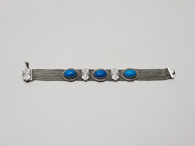 ANTİKA TURGUAZ TAŞLI GÜMÜŞ BİLEKLİK