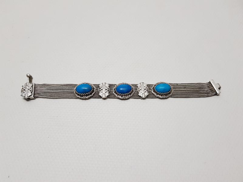 ANTİKA TURGUAZ TAŞLI GÜMÜŞ BİLEKLİK