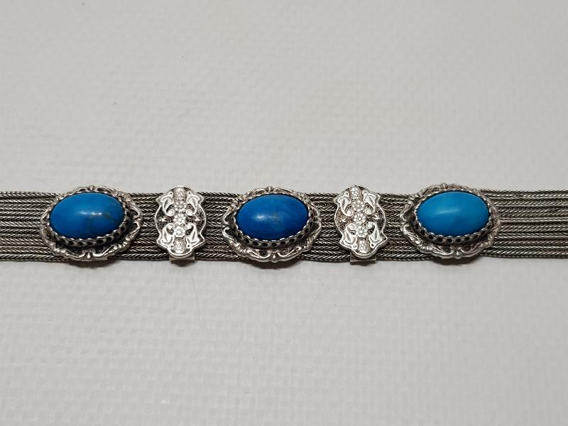 ANTİKA TURGUAZ TAŞLI GÜMÜŞ BİLEKLİK