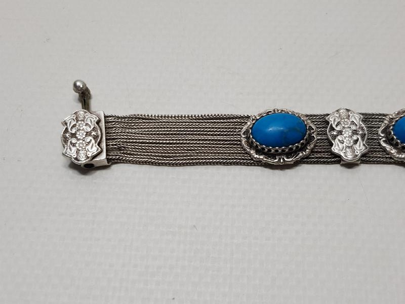 ANTİKA TURGUAZ TAŞLI GÜMÜŞ BİLEKLİK