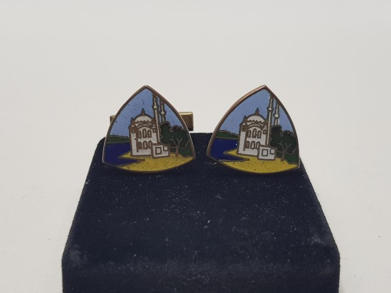 ORTAKÖY CAMİİ RESİMLİ ANTİKA MİNELİ KOL DÜĞMELERİ