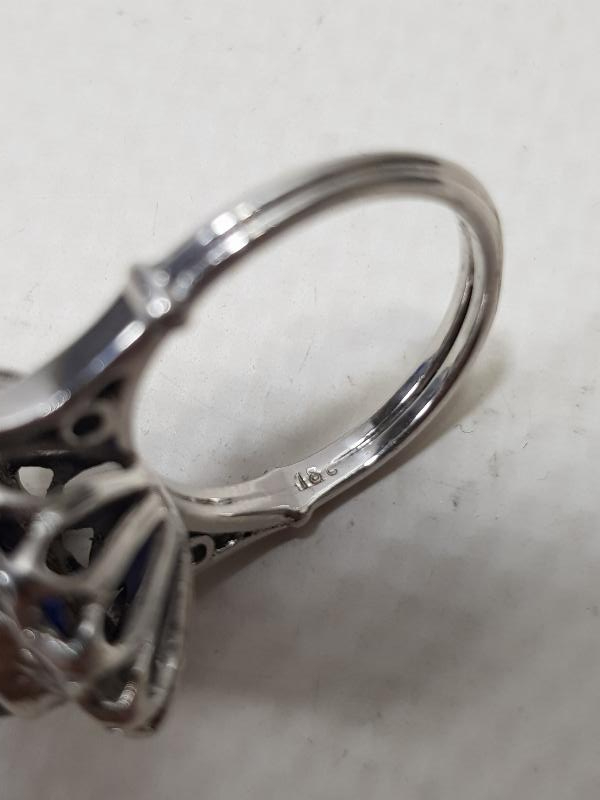 SAFİR VE ELMAS TAŞLI ANTİKA ALTIN YÜZÜK