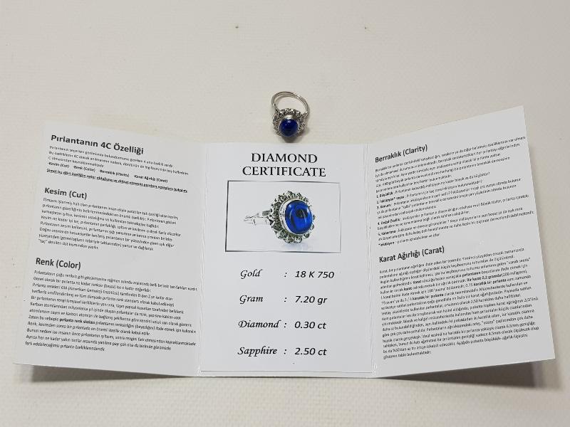 SAFİR VE ELMAS TAŞLI ANTİKA ALTIN YÜZÜK