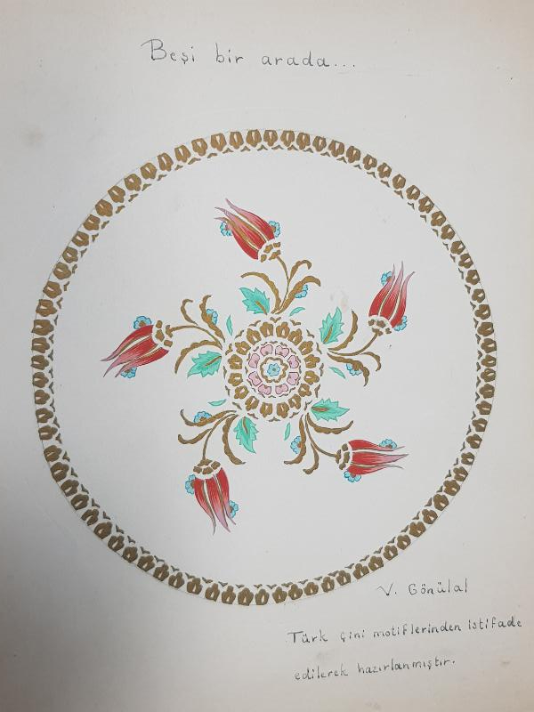 TÜRK ÇİNİ MOTİFLERİ V. GÖNÜLAL İMZALI RESİM