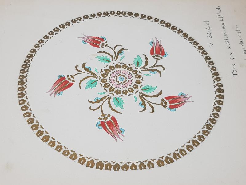 TÜRK ÇİNİ MOTİFLERİ V. GÖNÜLAL İMZALI RESİM