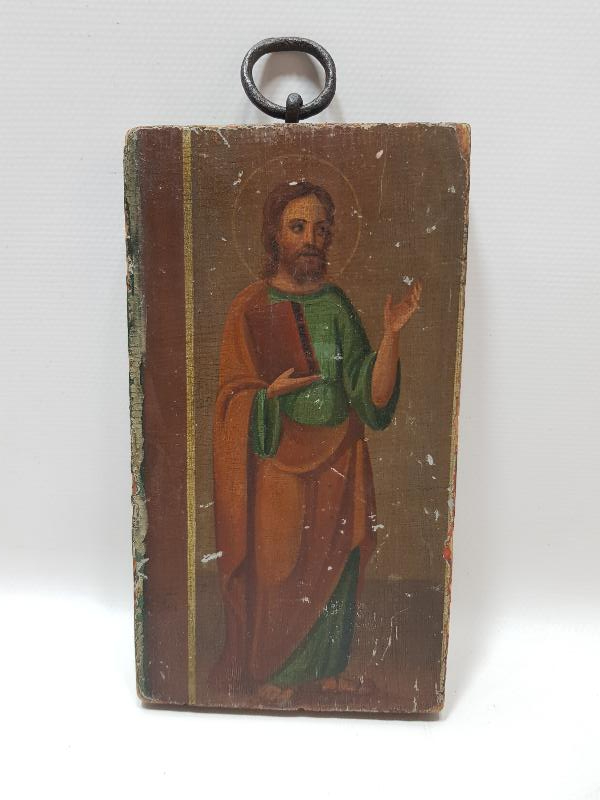 OSMANLI DÖNEMİ RUM İŞİ HAZRETİ İSA RESİMLİ EL BOYAMA AHŞAP İKONA