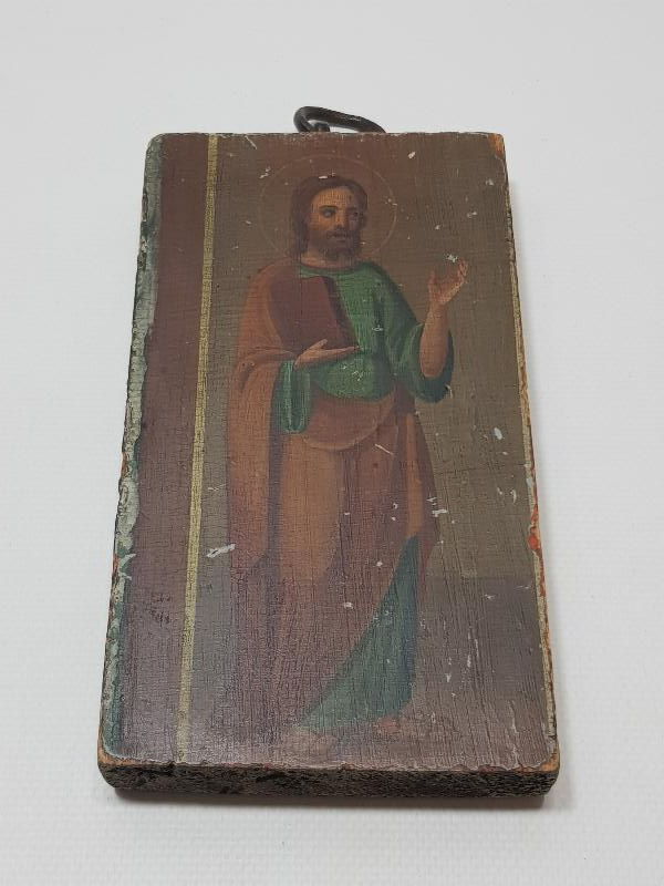 OSMANLI DÖNEMİ RUM İŞİ HAZRETİ İSA RESİMLİ EL BOYAMA AHŞAP İKONA