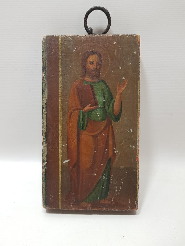 OSMANLI DÖNEMİ RUM İŞİ HAZRETİ İSA RESİMLİ EL BOYAMA AHŞAP İKONA