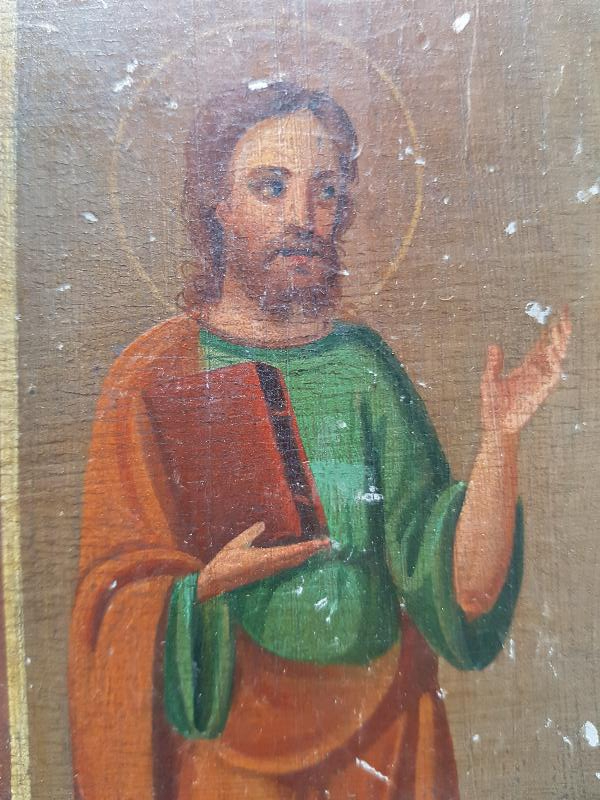 OSMANLI DÖNEMİ RUM İŞİ HAZRETİ İSA RESİMLİ EL BOYAMA AHŞAP İKONA