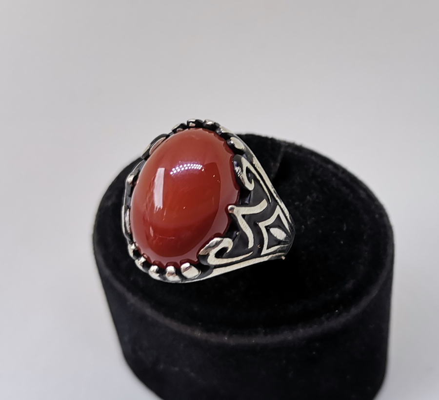 AKİK TAŞLI GÜMÜŞ ERKEK YÜZÜĞÜ