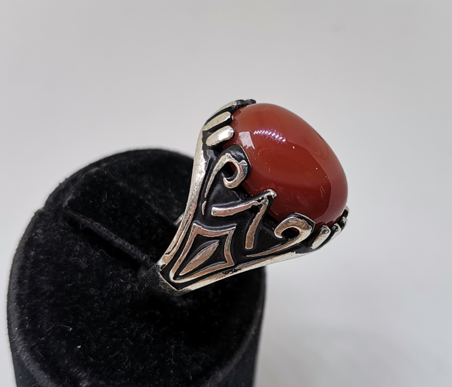 AKİK TAŞLI GÜMÜŞ ERKEK YÜZÜĞÜ