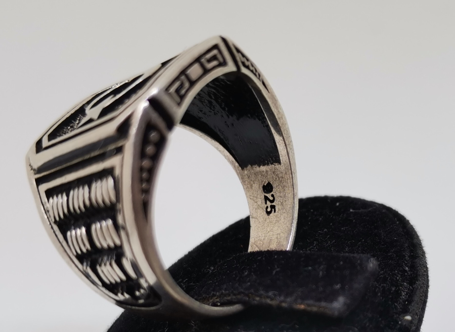 AY YILDIZLI GÜMÜŞ ERKEK YÜZÜĞÜ