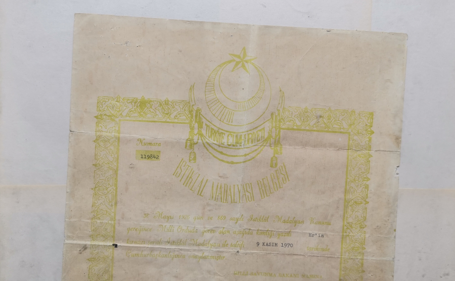 ÇOK YÜKSEK KONDİSYONDA NADİR İSTİKLAL MADALYASI BERATI