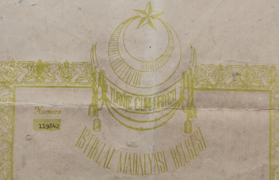 ÇOK YÜKSEK KONDİSYONDA NADİR İSTİKLAL MADALYASI BERATI