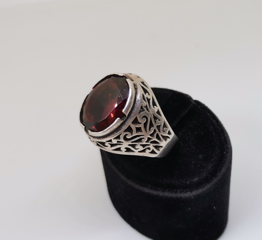 DOĞAL TAŞI GÜMÜŞ ERKEK YÜZÜK