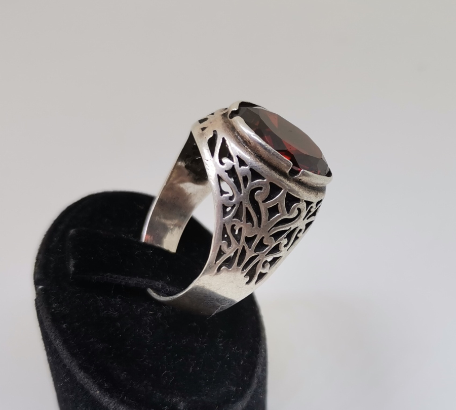 DOĞAL TAŞI GÜMÜŞ ERKEK YÜZÜK