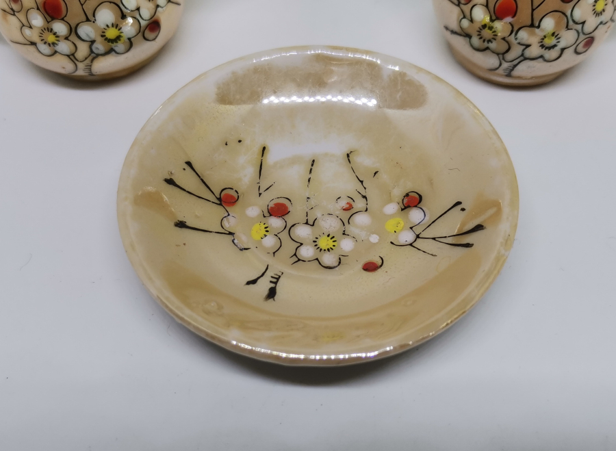 ESKİ JAPON YAPIMI EL BOYAMA MİNYATÜR ÇAY TAKIMI