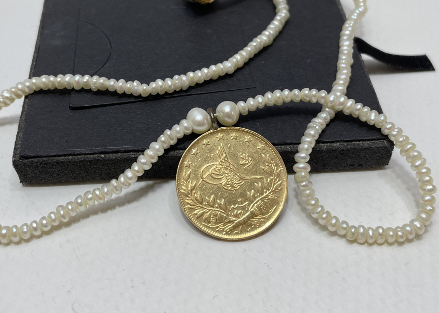 ORJİNAL İNCİ VE OSMANLI REŞAD ALTINI İLE SÜSLENMİŞ OSMANLI DÖNEMİ KOLYE - GERDANLIK