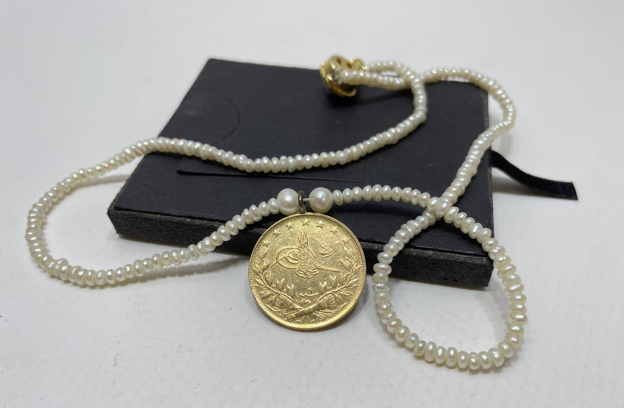 ORJİNAL İNCİ VE OSMANLI REŞAD ALTINI İLE SÜSLENMİŞ OSMANLI DÖNEMİ KOLYE - GERDANLIK