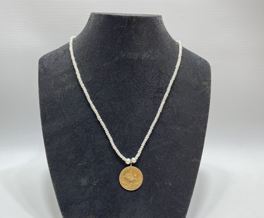 ORJİNAL İNCİ VE OSMANLI REŞAD ALTINI İLE SÜSLENMİŞ OSMANLI DÖNEMİ KOLYE - GERDANLIK