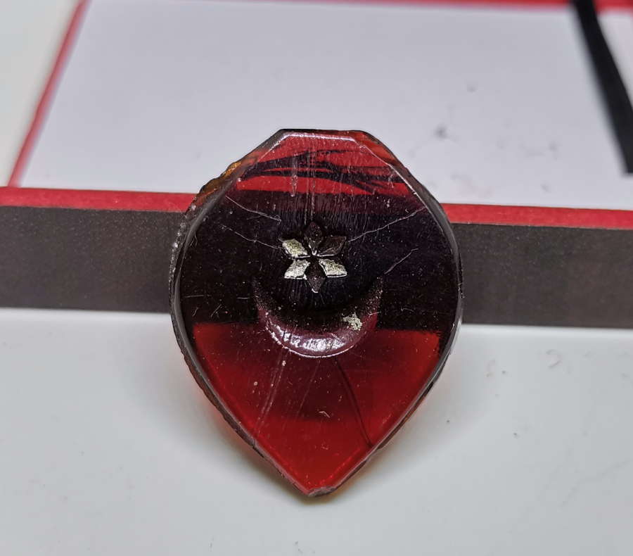 OSMANLI DÖNEMİ AY YILDIZLI CAM KOLYE UCU