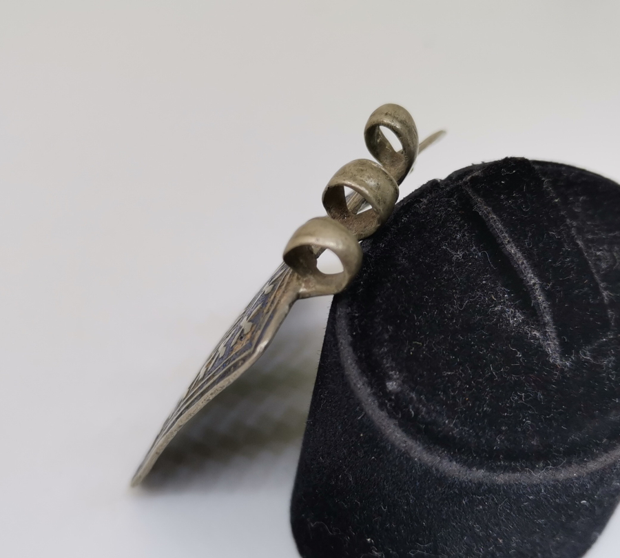 OSMANLI DÖNEMİ MİNE İŞÇİLİKLİ GÜMÜŞ KOLYE UCU