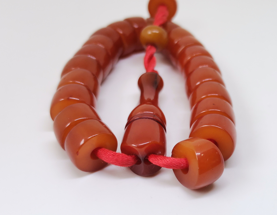 OSMANLI DÖNEMİ SIKMA KEHRİBAR MASKOT TESPİH