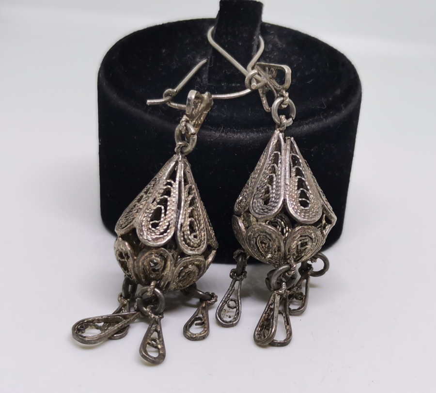 OSMANLI DÖNEMİ TELKARİ İŞÇİLİKLİ DAMLA MODEL ERMENİ USTA İŞİ KÜPE