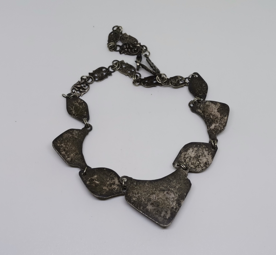 ÖZEL YAPIM USTA DAMGALI SİTRİN TAŞLI GÜMÜŞ GERDANLIK