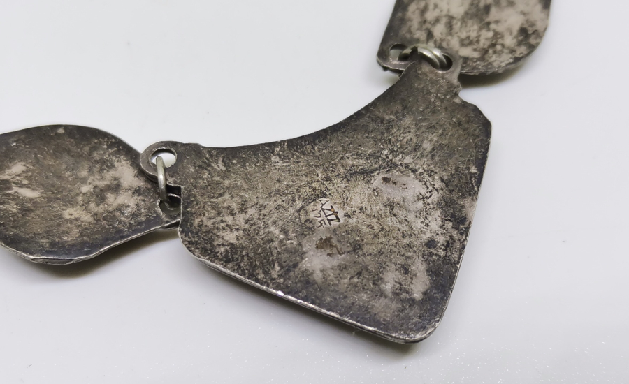 ÖZEL YAPIM USTA DAMGALI SİTRİN TAŞLI GÜMÜŞ GERDANLIK