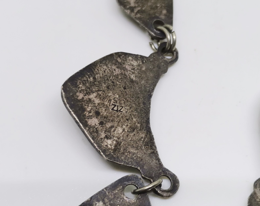 ÖZEL YAPIM USTA DAMGALI SİTRİN TAŞLI GÜMÜŞ GERDANLIK