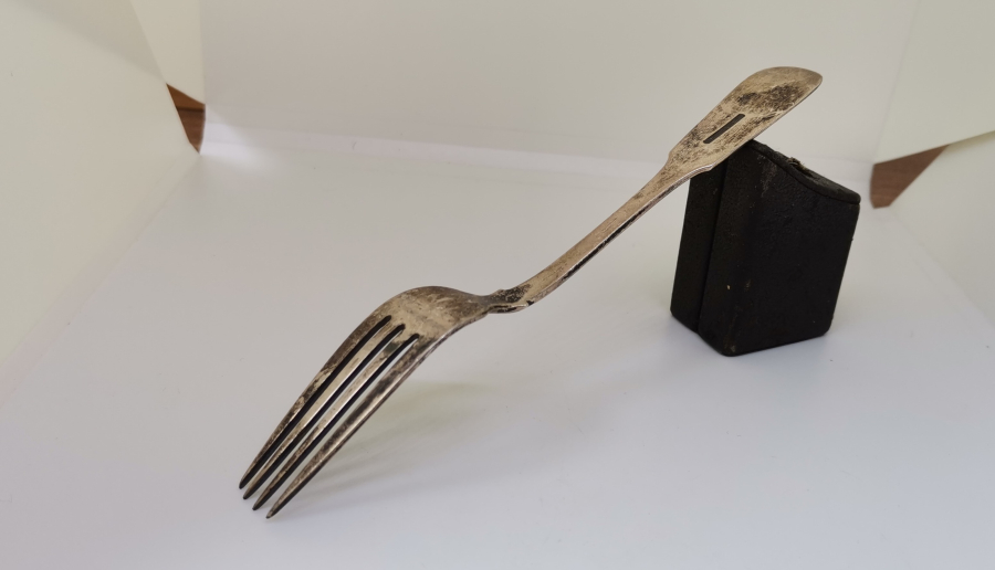 RUM USTA DAMGALI OSMANLI DÖNEMİ ÇOK NADİR İZMİR İŞİ GÜMÜŞ ÇATAL