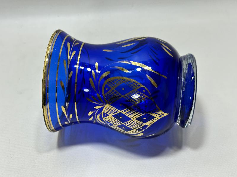 OSMANLI DÖNEMİ ALTIN YALDIZLI AY YLDIZ İŞLEMELİ BOHEM CAM KUPA 