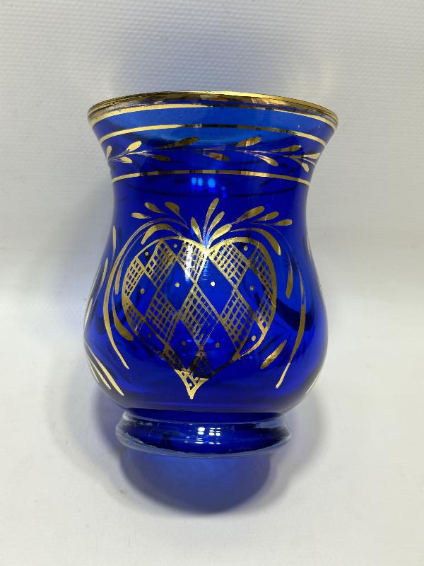 OSMANLI DÖNEMİ ALTIN YALDIZLI AY YLDIZ İŞLEMELİ BOHEM CAM KUPA 