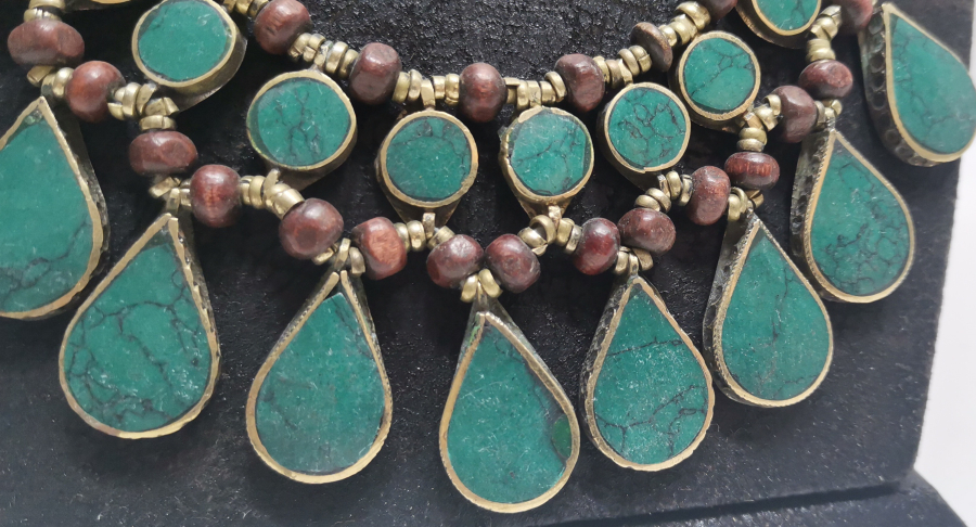 MERCAN TAŞLI BÜYÜK BOY TÜRKMEN İŞİ GERDANLIK