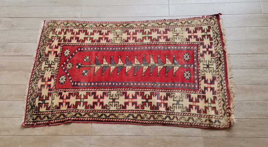 OSMANLI DÖNEMİ HAYAT AĞAÇLI VE MİHRAPLI EL DOKUMA SECCADE