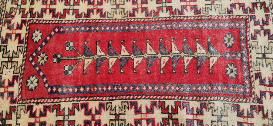 OSMANLI DÖNEMİ HAYAT AĞAÇLI VE MİHRAPLI EL DOKUMA SECCADE