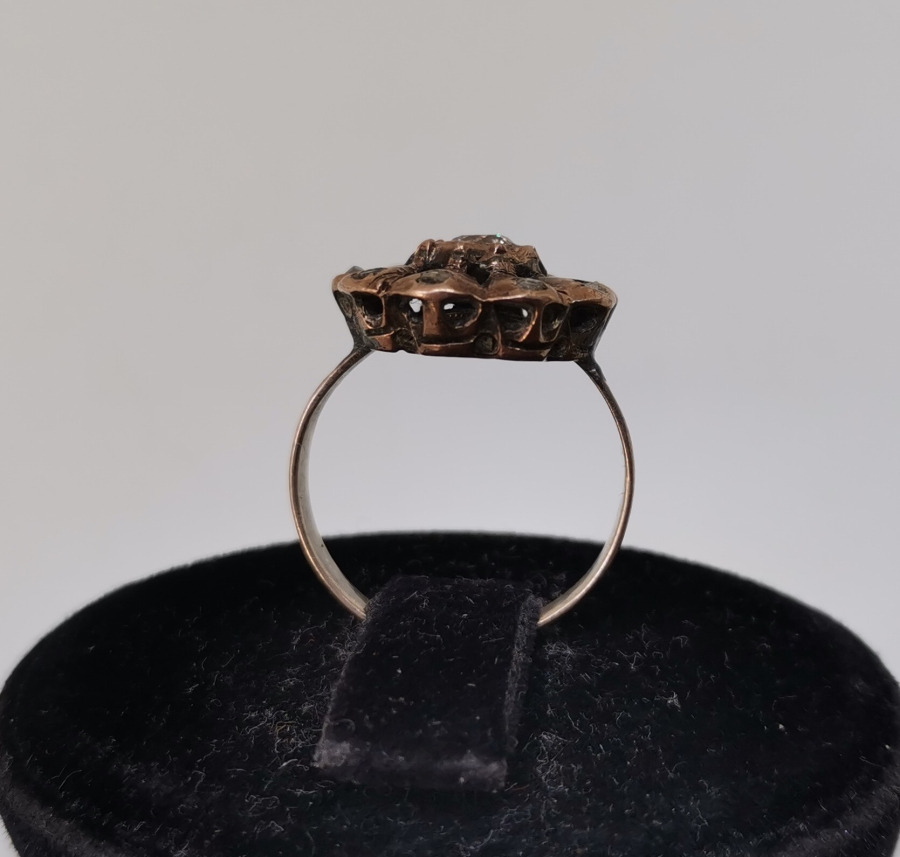 OSMANLI DÖNEMİ ELMAS TAŞLI GÜL MODEL ALTIN YÜZÜK