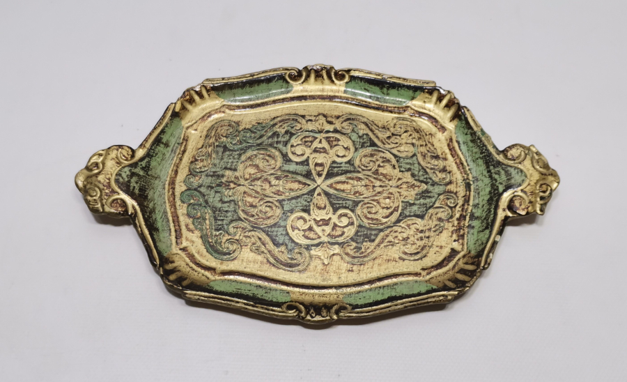 OSMANLI DÖNEMİ LEVANTEN İŞİ ALTIN VARAKLI KAHVE TEPSİSİ