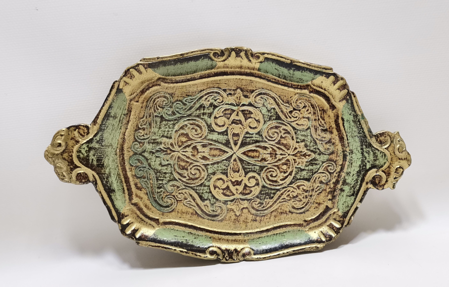 OSMANLI DÖNEMİ LEVANTEN İŞİ ALTIN VARAKLI KAHVE TEPSİSİ