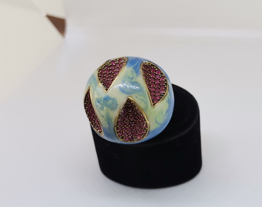 ÖZEL YAPIM BÜYÜK BOY MİNELİ GÜMÜŞ YÜZÜK