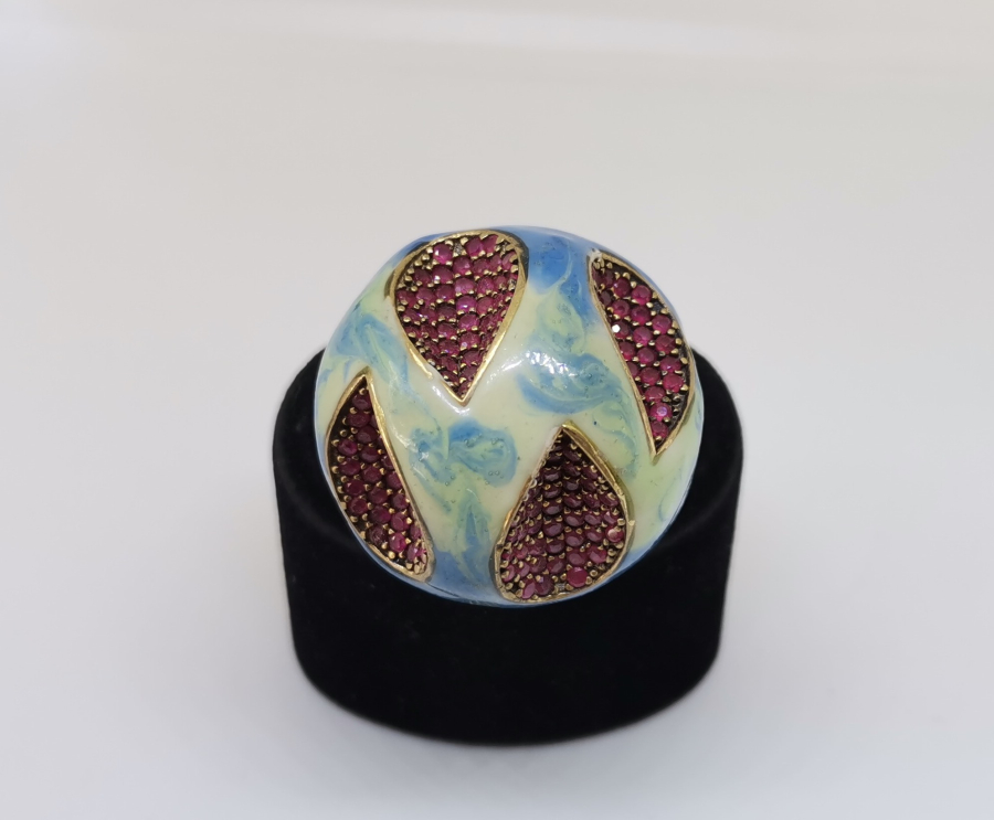 ÖZEL YAPIM BÜYÜK BOY MİNELİ GÜMÜŞ YÜZÜK